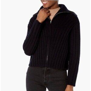 NWT Vince. Size XXS Rib Transfer Full Zip Wool/Cashmere Sweater Navy MSRP $475